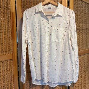 GAP button down cotton White Shirt with Colorful Accents size m